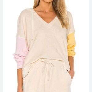 Electric and rose hacienda hoodie in off white